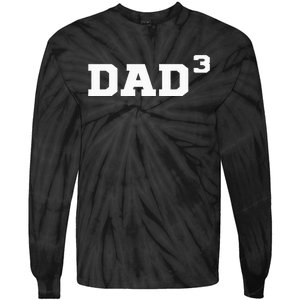 Dad3 Dad Of Triplets Triplet Dad Father Papa Tie-Dye Long Sleeve Shirt