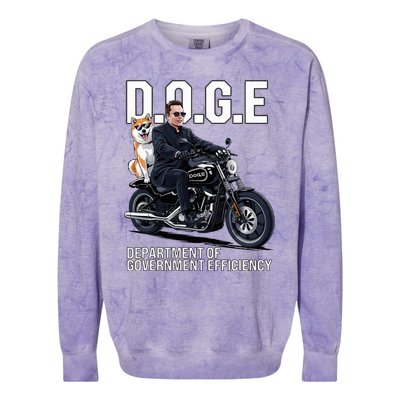 Doge Department Of Government Efficiency Shiba Inu Dog Biker Colorblast Crewneck Sweatshirt