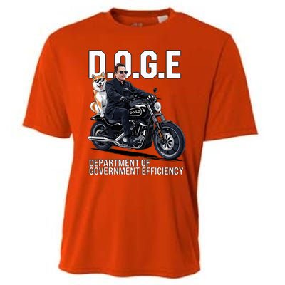 Doge Department Of Government Efficiency Shiba Inu Dog Biker Cooling Performance Crew T-Shirt