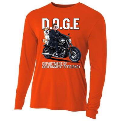 Doge Department Of Government Efficiency Shiba Inu Dog Biker Cooling Performance Long Sleeve Crew