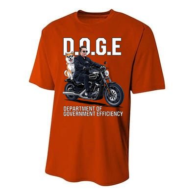 Doge Department Of Government Efficiency Shiba Inu Dog Biker Performance Sprint T-Shirt