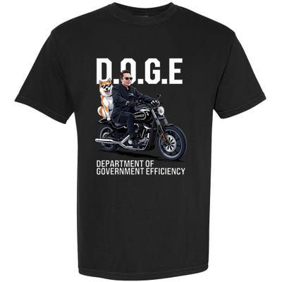 Doge Department Of Government Efficiency Shiba Inu Dog Biker Garment-Dyed Heavyweight T-Shirt