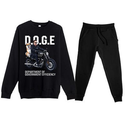 Doge Department Of Government Efficiency Shiba Inu Dog Biker Premium Crewneck Sweatsuit Set