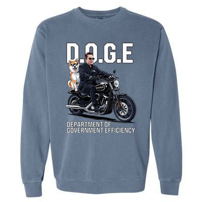 Doge Department Of Government Efficiency Shiba Inu Dog Biker Garment-Dyed Sweatshirt