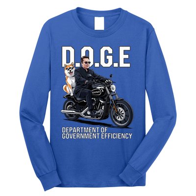 Doge Department Of Government Efficiency Shiba Inu Dog Biker Long Sleeve Shirt