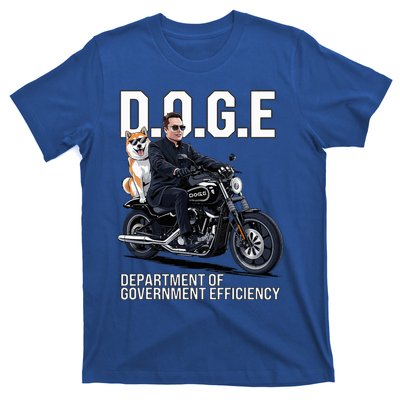 Doge Department Of Government Efficiency Shiba Inu Dog Biker T-Shirt