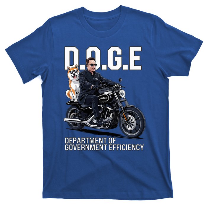 Doge Department Of Government Efficiency Shiba Inu Dog Biker T-Shirt