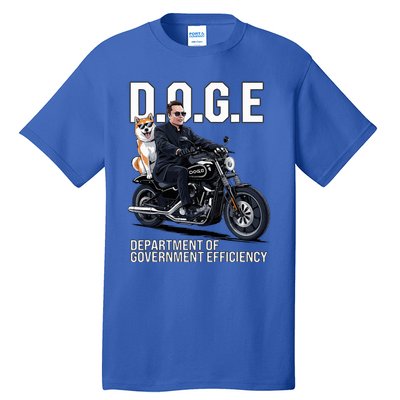 Doge Department Of Government Efficiency Shiba Inu Dog Biker Tall T-Shirt