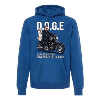 Doge Department Of Government Efficiency Shiba Inu Dog Biker Premium Hoodie