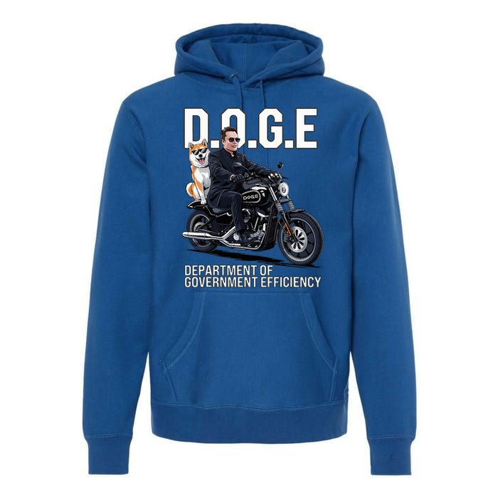 Doge Department Of Government Efficiency Shiba Inu Dog Biker Premium Hoodie