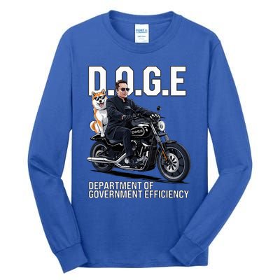 Doge Department Of Government Efficiency Shiba Inu Dog Biker Tall Long Sleeve T-Shirt