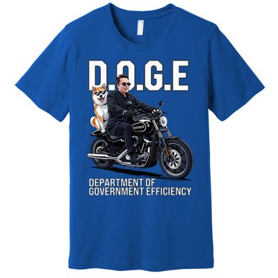 Doge Department Of Government Efficiency Shiba Inu Dog Biker Premium T-Shirt