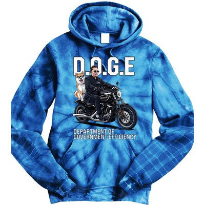 Doge Department Of Government Efficiency Shiba Inu Dog Biker Tie Dye Hoodie