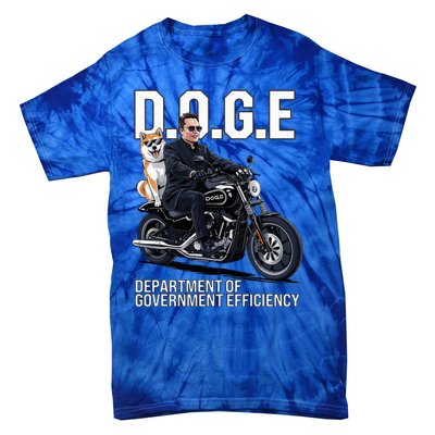 Doge Department Of Government Efficiency Shiba Inu Dog Biker Tie-Dye T-Shirt