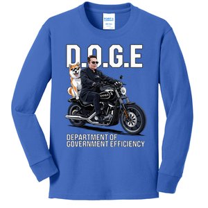 Doge Department Of Government Efficiency Shiba Inu Dog Biker Kids Long Sleeve Shirt