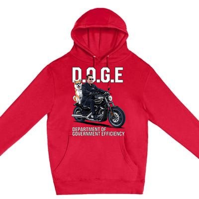 Doge Department Of Government Efficiency Shiba Inu Dog Biker Premium Pullover Hoodie