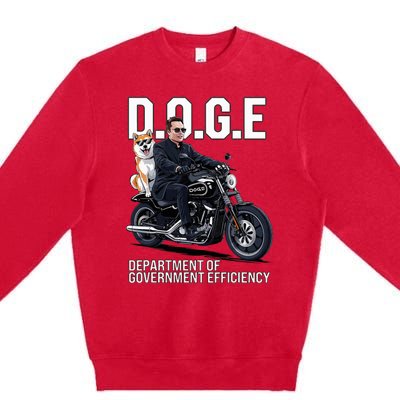 Doge Department Of Government Efficiency Shiba Inu Dog Biker Premium Crewneck Sweatshirt