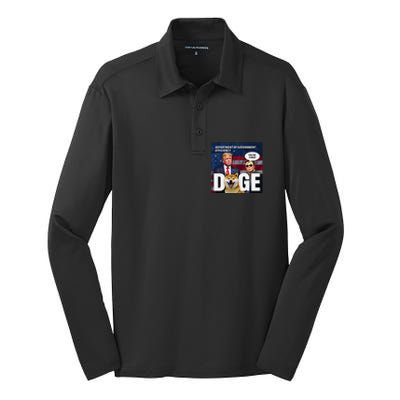 Doge Department Of Government Efficiency YouRe Fired Trump Silk Touch Performance Long Sleeve Polo