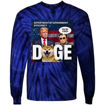 Doge Department Of Government Efficiency YouRe Fired Trump Tie-Dye Long Sleeve Shirt