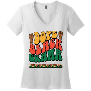 DOPEBLACKGRAMA Women's V-Neck T-Shirt