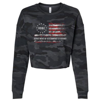 Doge Department Of Government Efficiency D.O.G.E. Us Flag Cropped Pullover Crew