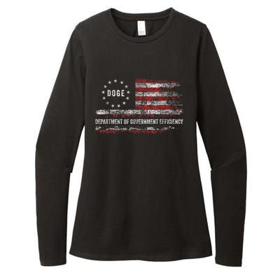 Doge Department Of Government Efficiency D.O.G.E. Us Flag Womens CVC Long Sleeve Shirt