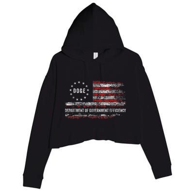 Doge Department Of Government Efficiency D.O.G.E. Us Flag Crop Fleece Hoodie