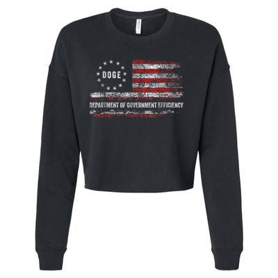 Doge Department Of Government Efficiency D.O.G.E. Us Flag Cropped Pullover Crew