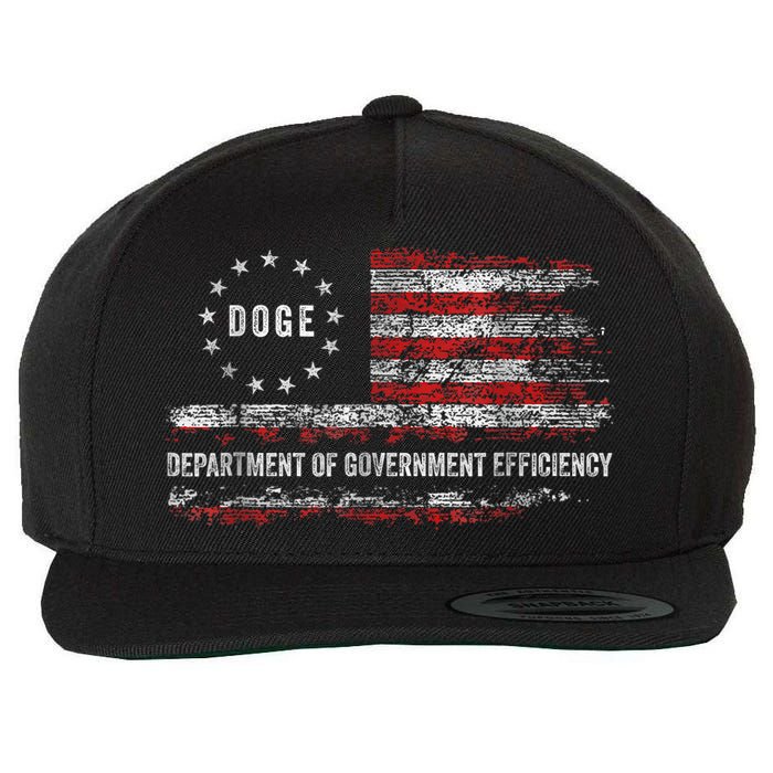 Doge Department Of Government Efficiency D.O.G.E. Us Flag Wool Snapback Cap