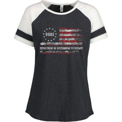 Doge Department Of Government Efficiency D.O.G.E. Us Flag Enza Ladies Jersey Colorblock Tee