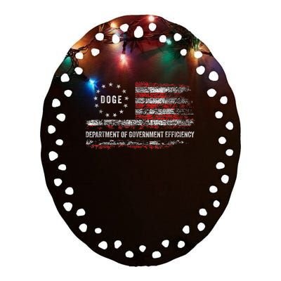 Doge Department Of Government Efficiency D.O.G.E. Us Flag Ceramic Oval Ornament