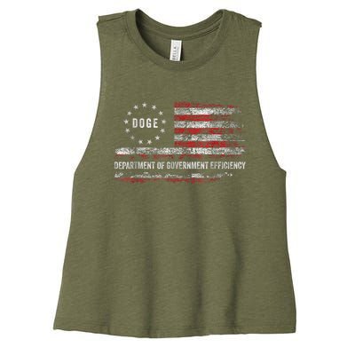 Doge Department Of Government Efficiency D.O.G.E. Us Flag Women's Racerback Cropped Tank