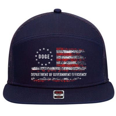 Doge Department Of Government Efficiency D.O.G.E. Us Flag 7 Panel Mesh Trucker Snapback Hat