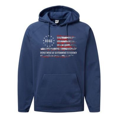 Doge Department Of Government Efficiency D.O.G.E. Us Flag Performance Fleece Hoodie