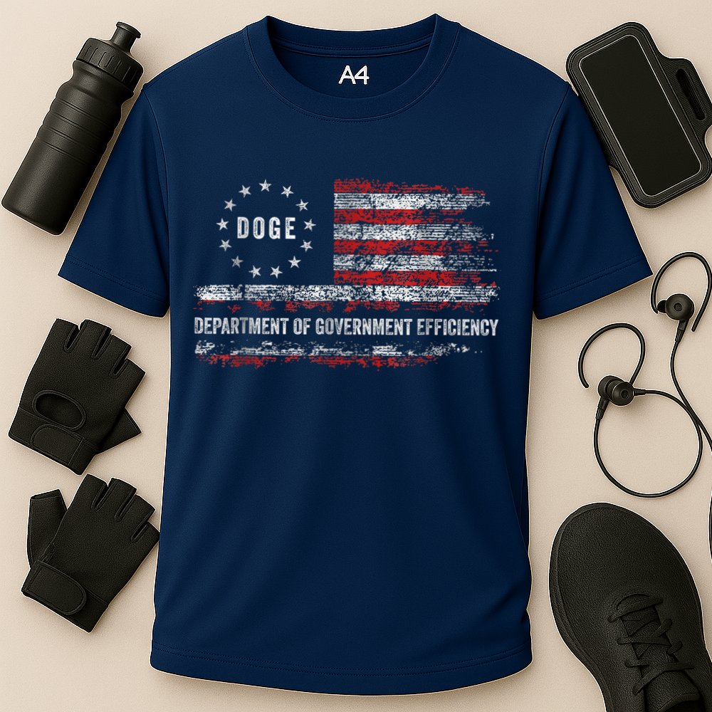Doge Department Of Government Efficiency D.O.G.E. Us Flag Performance Shirt