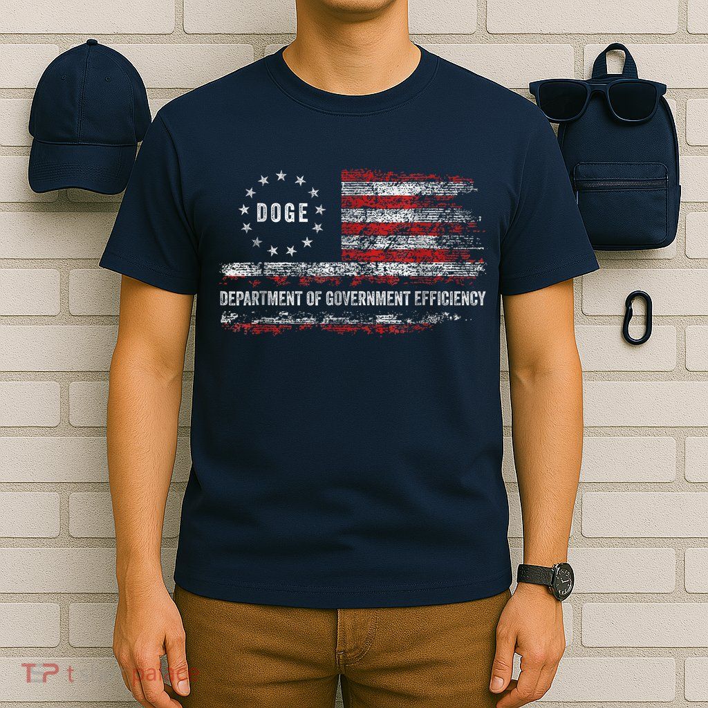 Doge Department Of Government Efficiency D.O.G.E. Us Flag T-Shirt