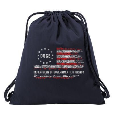Doge Department Of Government Efficiency D.O.G.E. Us Flag Drawstring Bag