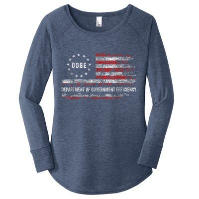 Doge Department Of Government Efficiency D.O.G.E. Us Flag Women's Perfect Tri Tunic Long Sleeve Shirt