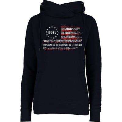 Doge Department Of Government Efficiency D.O.G.E. Us Flag Womens Funnel Neck Pullover Hood