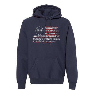 Doge Department Of Government Efficiency D.O.G.E. Us Flag Premium Hoodie