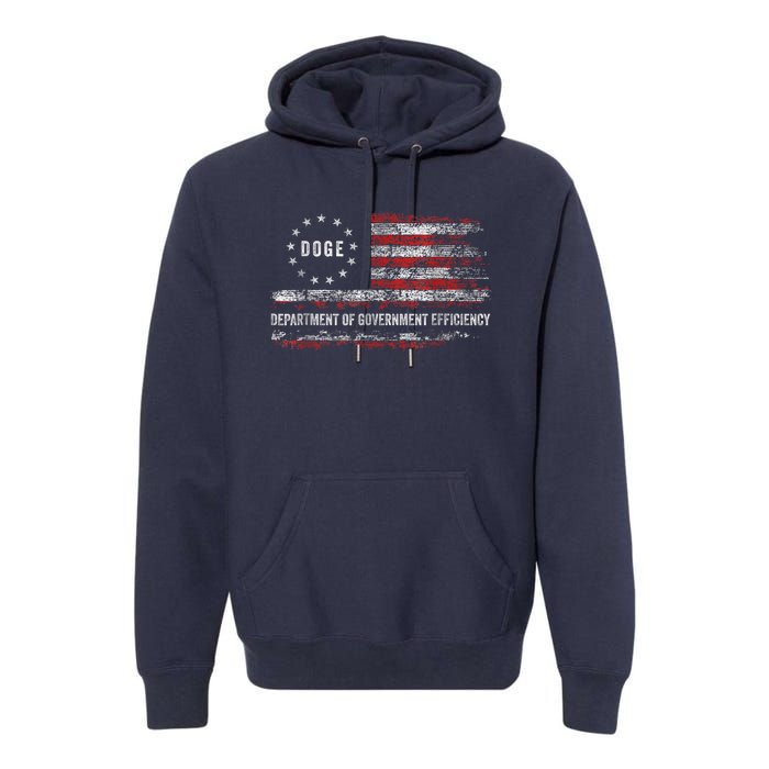 Doge Department Of Government Efficiency D.O.G.E. Us Flag Premium Hoodie