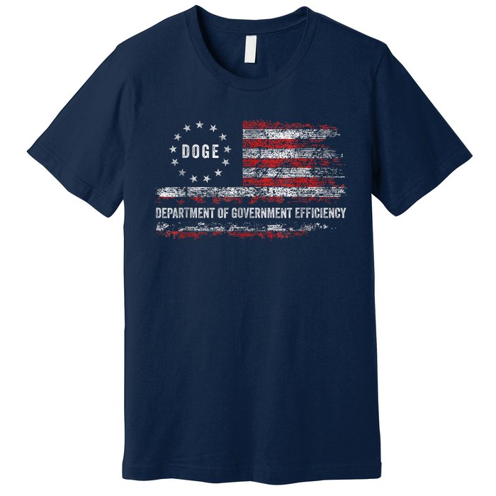 Doge Department Of Government Efficiency D.O.G.E. Us Flag Premium T-Shirt