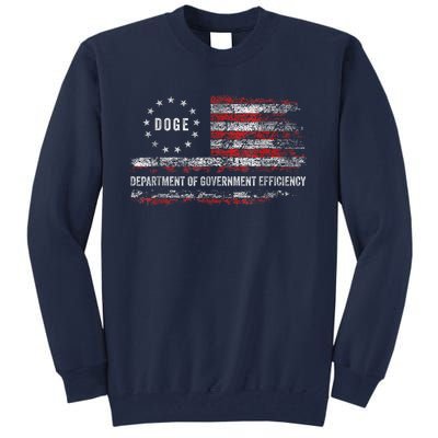 Doge Department Of Government Efficiency D.O.G.E. Us Flag Tall Sweatshirt