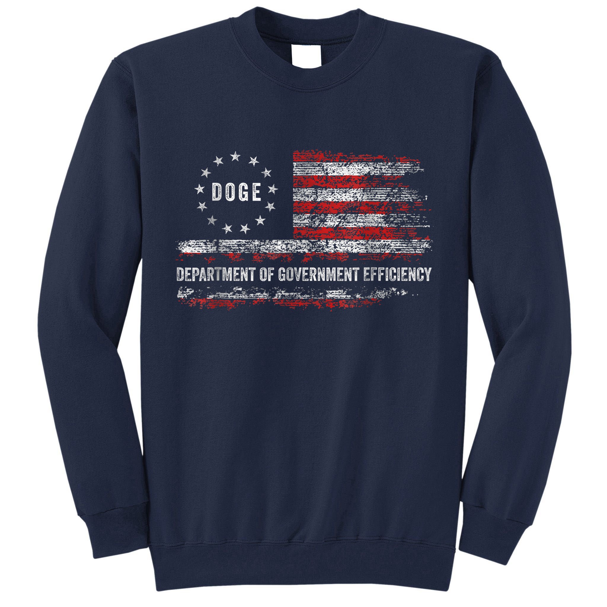 Doge Department Of Government Efficiency D.O.G.E. Us Flag Tall Sweatshirt