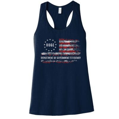 Doge Department Of Government Efficiency D.O.G.E. Us Flag Women's Racerback Tank