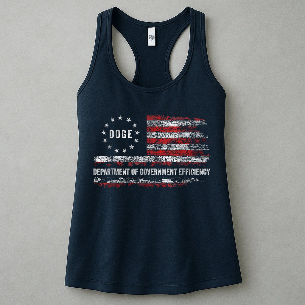 Doge Department Of Government Efficiency D.O.G.E. Us Flag Womens Tank Top
