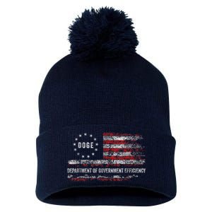 Doge Department Of Government Efficiency D.O.G.E. Us Flag Pom Pom 12in Knit Beanie