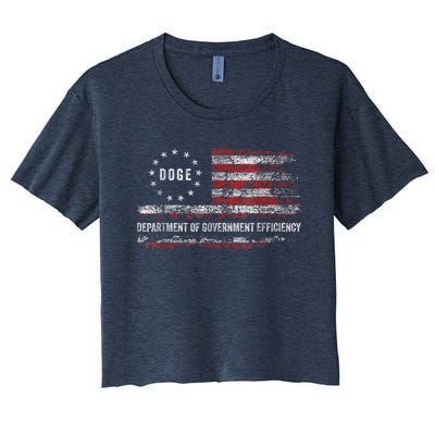 Doge Department Of Government Efficiency D.O.G.E. Us Flag Women's Crop Top Tee