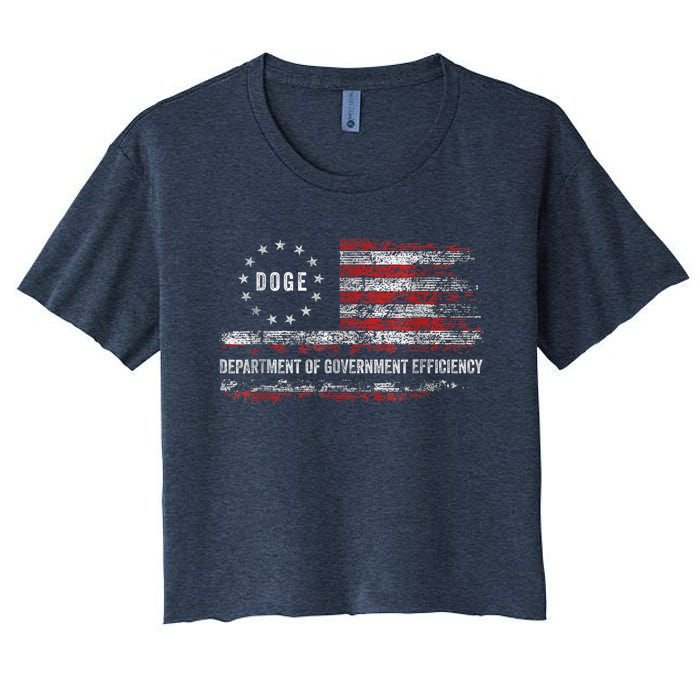 Doge Department Of Government Efficiency D.O.G.E. Us Flag Women's Crop Top Tee