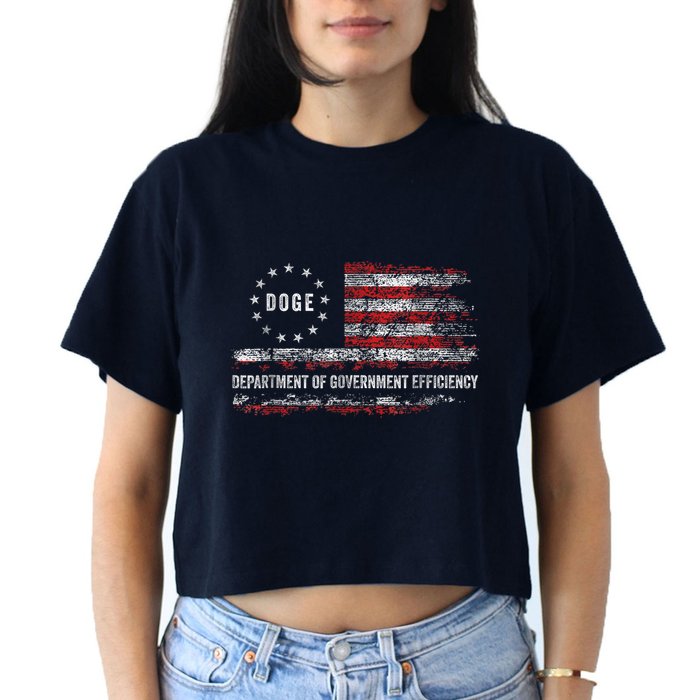 Doge Department Of Government Efficiency D.O.G.E. Us Flag Crop Top